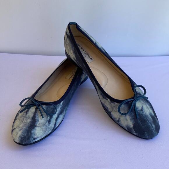 Ali Macgraw for Butter denim blue print ballerina flats sz 7.5 B - Picture 1 of 10